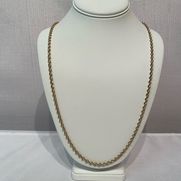 14K Gold Vermeil over Sterling Silver Twisted Chain Necklace Italy 30" L  3.75mm - Picture 3 of 9